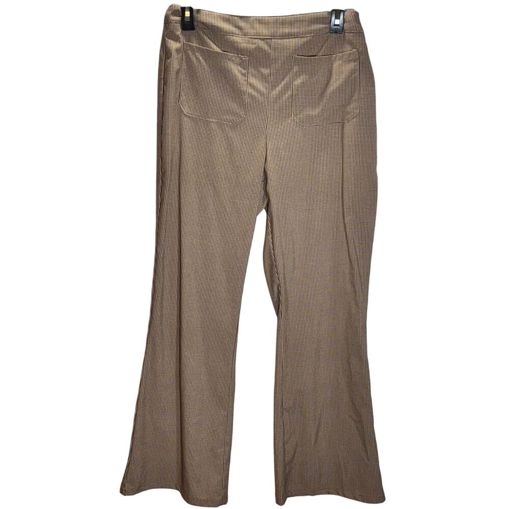 Altar’d State Brown Houndstooth Flare Dress Pants Lined Size L Women’s